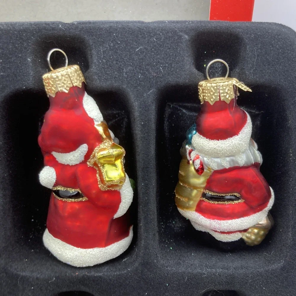 MACY'S Holiday Lane Christmas Box Set of 12 Glass Santa Claus 2